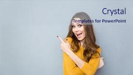  Presentation with ladies finger - Slide set with finger away over gray backgorund background and a lemonade colored foreground