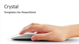  Presentation with finger - PPT theme featuring finger button - computer it hand background and a white colored foreground