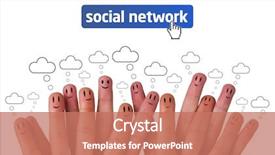  Presentation with faces - Amazing slides having finger faces as social network backdrop and a coral colored foreground