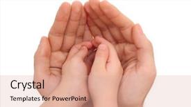  Presentation with parenting - Colorful slide deck enhanced with finger family - human hands isolated on white backdrop and a  colored foreground