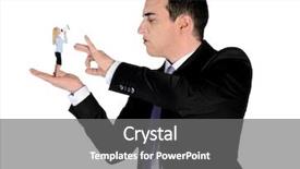  Presentation with finger - PPT theme featuring finger flipping on little woman background and a gray colored foreground