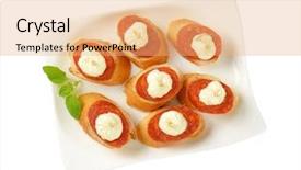  Presentation with bread - Theme with finger food - bread based canapes with spicy background and a  colored foreground