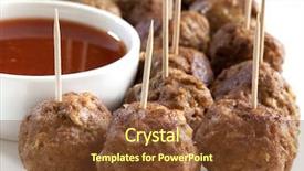  Presentation with appetizers - Slides consisting of finger food - meatball appetizers with a dipping background and a tawny brown colored foreground