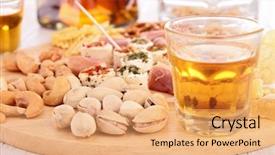  Presentation with alcohol - Presentation theme consisting of finger food and alcohol background and a coral colored foreground