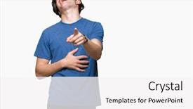  Presentation with blue - Amazing slide deck having young handsome man wearing blue backdrop and a white colored foreground