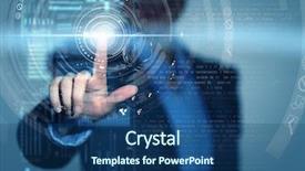  Presentation with virtual - Cool new PPT theme with finger icon on virtual screen backdrop and a ocean colored foreground