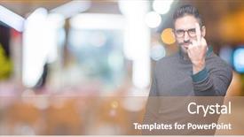  Presentation with elegant man in glasses optics - PPT theme with finger impolite and rude fuck background and a  colored foreground