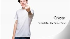  Presentation with one young man exercising handball - Colorful PPT layouts enhanced with finger impolite and rude fuck backdrop and a white colored foreground