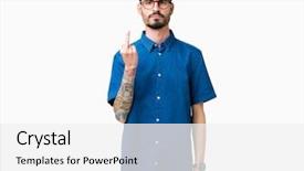  Presentation with glasses - Slide deck consisting of finger impolite and rude fuck background and a  colored foreground