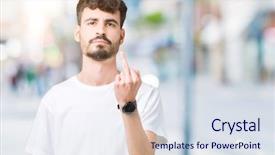  Presentation with finger - Colorful presentation design enhanced with finger impolite and rude fuck backdrop and a  colored foreground