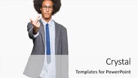  Presentation with african american in computer business - Presentation design featuring finger impolite and rude fuck background and a  colored foreground