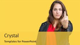  Presentation with plus size fashion model - Presentation theme enhanced with finger impolite and rude fuck background and a yellow colored foreground
