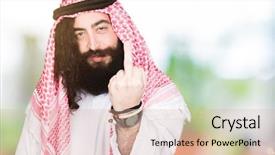  Presentation with long hair man - Slide set enhanced with finger impolite and rude fuck background and a lemonade colored foreground