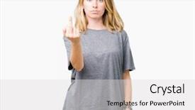  Presentation with young woman wearing boxer gloves - Cool new slide deck with finger impolite and rude fuck backdrop and a  colored foreground