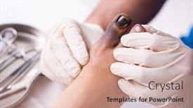  Presentation with finger - Colorful slide set enhanced with finger-injured-woman-visiting-male backdrop and a coral colored foreground