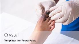  Presentation with finger - Slide set featuring finger-injured-woman-visiting-male background and a sky blue colored foreground