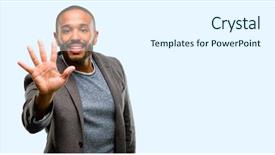  Presentation with african american - Beautiful PPT theme featuring finger is the number five backdrop and a  colored foreground
