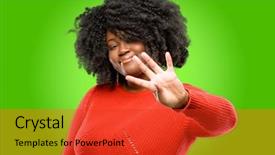  Presentation with phrase keep raising the bar - Slide deck featuring finger is the number four background and a red colored foreground