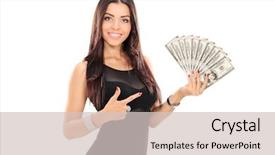  Presentation with functions of money - Audience pleasing PPT theme consisting of finger isolated on white background backdrop and a soft green colored foreground