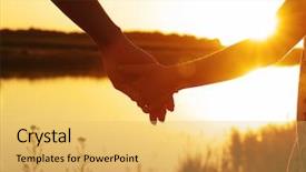  Presentation with holding hands - Theme consisting of finger lakes - hands of holding each other background and a  colored foreground