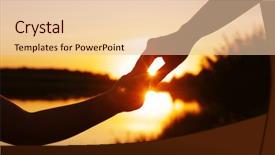  Presentation with couples holding hands - Audience pleasing slide set consisting of finger lakes - hands of holding each other backdrop and a  colored foreground