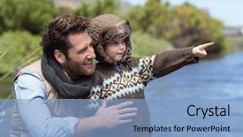  Presentation with father - Presentation theme consisting of finger lakes - happy casual father and son background and a  colored foreground