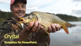  Presentation with lake fish - Colorful slide deck enhanced with finger lakes - happy smiling fisherman holding his backdrop and a  colored foreground