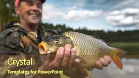  Presentation with lake fish - Colorful presentation theme enhanced with finger lakes - happy smiling fisherman holding his backdrop and a  colored foreground