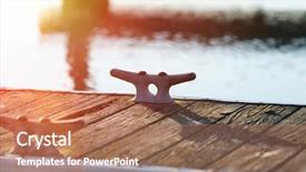  Presentation with new york - Slides having finger lakes - jetty with mooring bollards background and a coral colored foreground