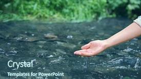  Presentation with pouring water - PPT theme consisting of finger lakes - woman pouring water in hand background and a ocean colored foreground