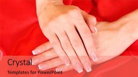  Presentation with manicure - Beautiful presentation featuring finger nail - beautiful woman hands with french backdrop and a coral colored foreground