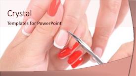  Presentation with finger nail - Presentation theme consisting of finger nail - beauty salon manicure applying cutting background and a lemonade colored foreground
