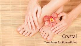  Presentation with infants care - Cool new slides with finger nail - care for beautiful woman legs backdrop and a  colored foreground