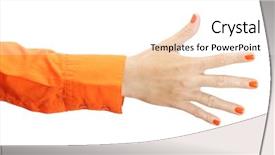  Presentation with finger nail - Colorful presentation design enhanced with finger nail - female hand in orange shirt backdrop and a  colored foreground