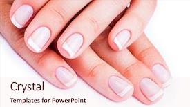  Presentation with finger nail - PPT theme with finger nail - woman hands with french manicure background and a lemonade colored foreground