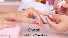  Presentation with finger nail - Beautiful slides featuring finger nail - young woman is getting manicure backdrop and a lemonade colored foreground