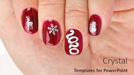  Presentation with finger nail - Presentation design having finger-nail-with-christmas-pattern background and a coral colored foreground