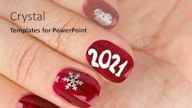  Presentation with finger nail - Presentation featuring finger-nail-with-christmas-pattern background and a coral colored foreground
