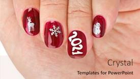  Presentation with finger nail - Colorful slides enhanced with finger-nail-with-christmas-pattern backdrop and a coral colored foreground