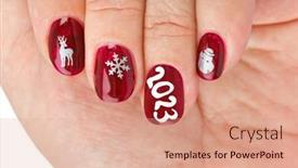  Presentation with finger nail - Presentation design enhanced with finger-nail-with-christmas-pattern background and a  colored foreground
