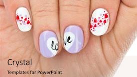  Presentation with finger nail - Cool new theme with finger nail with love pattern backdrop and a coral colored foreground