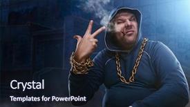  Presentation with 3d man sitting question mark - Theme with finger padlock - angry man sitting background and a wine colored foreground