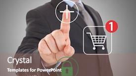  Presentation with thin blue line police symbol - Amazing theme having finger padlock - hand pushing virtual symbol add backdrop and a coral colored foreground