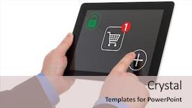  Presentation with padlock - Cool new presentation theme with finger padlock - shopping over the internet backdrop and a soft green colored foreground