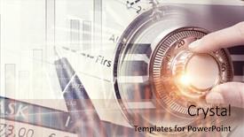  Presentation with safe - PPT layouts consisting of finger padlock - woman open safe mixed media background and a coral colored foreground