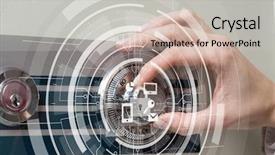  Presentation with safe - Colorful slide set enhanced with finger padlock - woman open safe mixed media backdrop and a light gray colored foreground