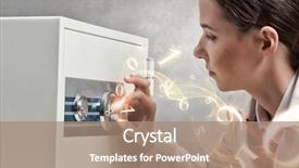  Presentation with safe medicine - Cool new PPT layouts with finger padlock - woman open safe backdrop and a  colored foreground