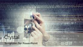  Presentation with safe - Theme consisting of finger padlock - woman open safe background and a soft green colored foreground