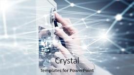  Presentation with open heaven - Beautiful slide deck featuring finger padlock - woman open safe backdrop and a light blue colored foreground