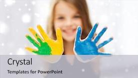  Presentation with education - Presentation consisting of finger painting - education school art and painitng background and a  colored foreground